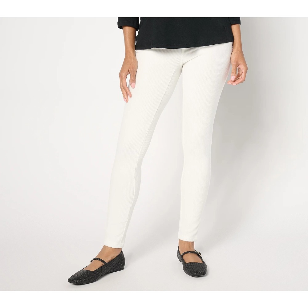 Quacker Factory Corduroy Tall Flat Waistband Jegging Winter White Tall Large 43A